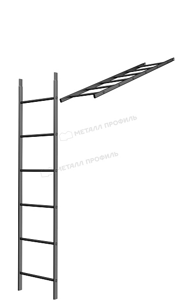 Лестница кровельная стеновая дл. 1860 мм без кронштейнов (9005) ― где купить в Волгограде? В интернет-магазине Компании Металл Профиль!